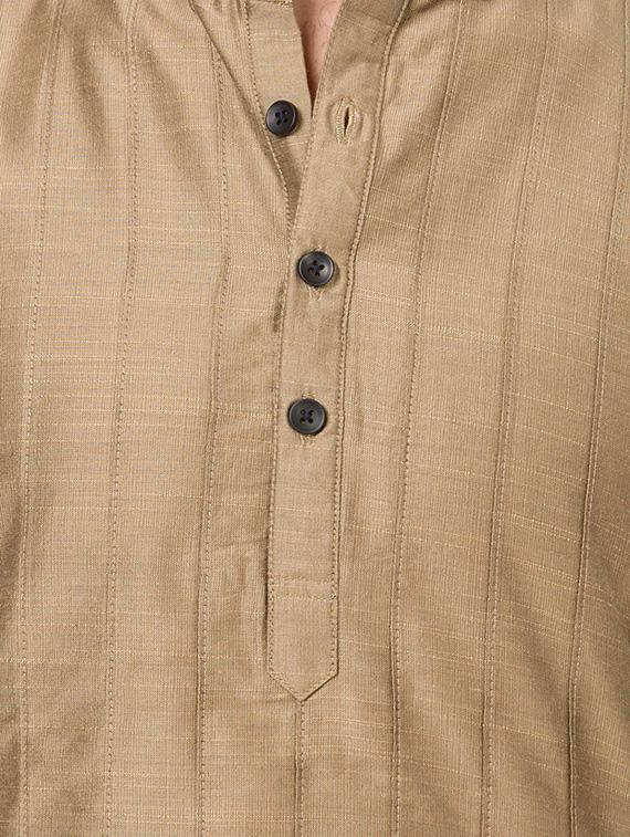solid brown dupion kurta - 12352874 - Zoom Image - 4
