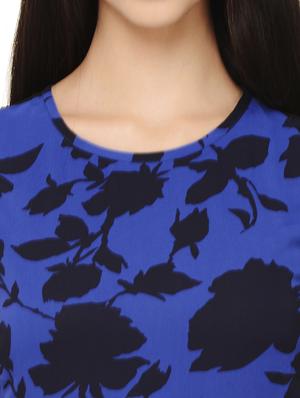 blue floral georgette fit & flare dress - 12354125 - Standard Image - 4