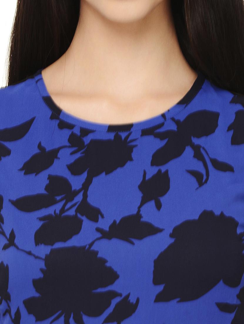blue floral georgette fit & flare dress - 12354125 - Zoom Image - 4