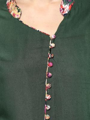 green viscose straight kurta - 12377148 - Standard Image - 4