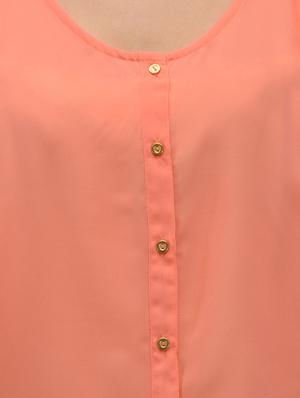 solid peach georgette regular shirt - 12394195 - Standard Image - 4
