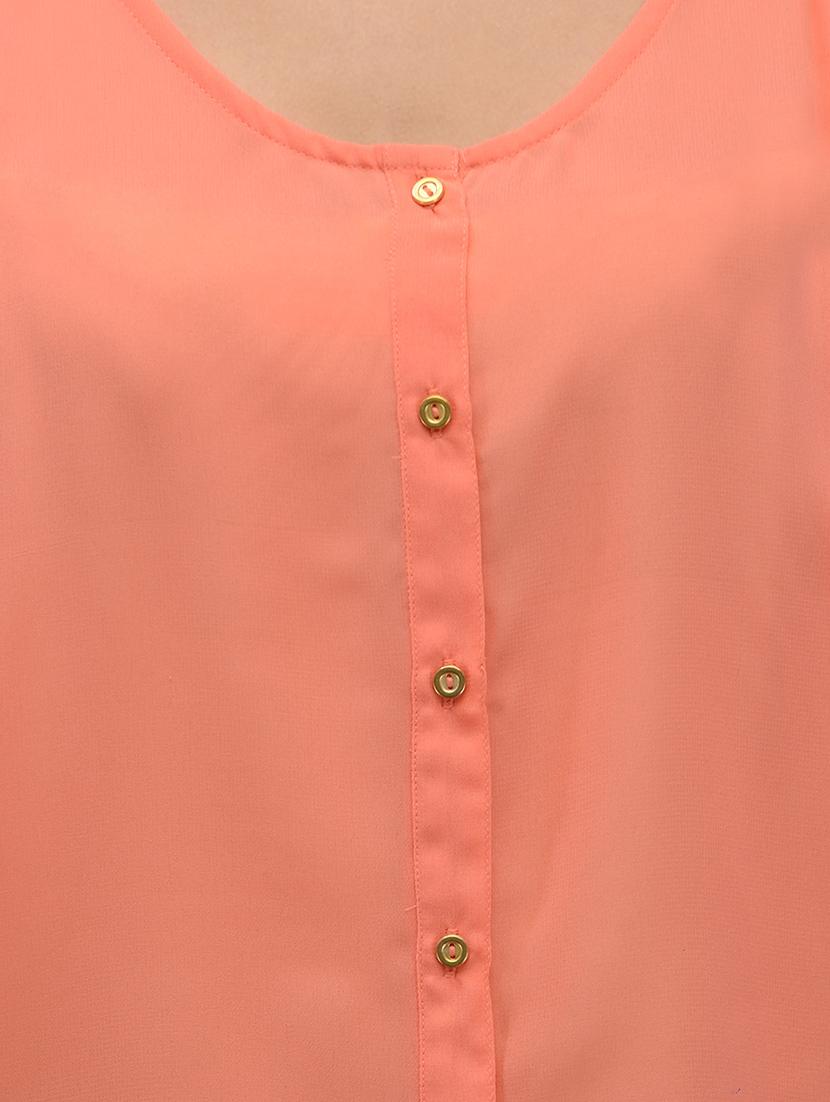 solid peach georgette regular shirt - 12394195 - Zoom Image - 4