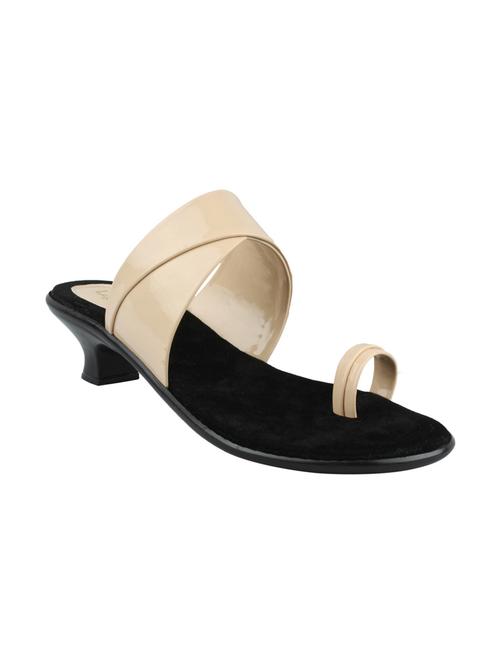 beige leatherette one toe sandals - 12415793 - Standard Image - 1