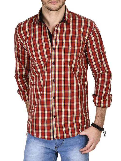 red cotton casual shirt - 12430740 - Standard Image - 1