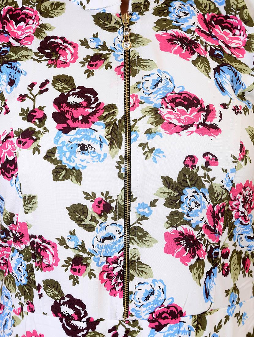 white floral printed cotton maxi dress - 12437081 - Zoom Image - 4
