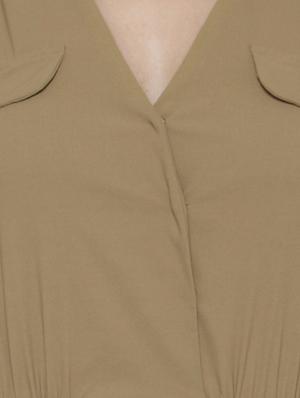 Solid beige sleeveless cotton jumpsuit - 12449654 - Standard Image - 4