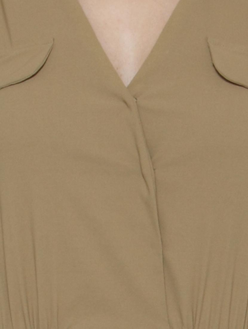 Solid beige sleeveless cotton jumpsuit - 12449654 - Zoom Image - 4