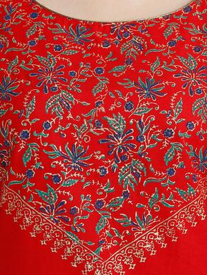 Red cotton regular kurta - 12455507 - Standard Image - 4