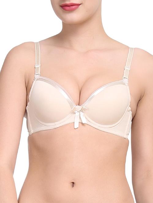 beige cotton push up bra - 12455835 - Standard Image - 1