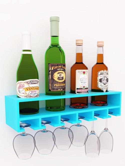 Blue wooden 4 bottle wine rack - 1245705 - Very Small Image - 1