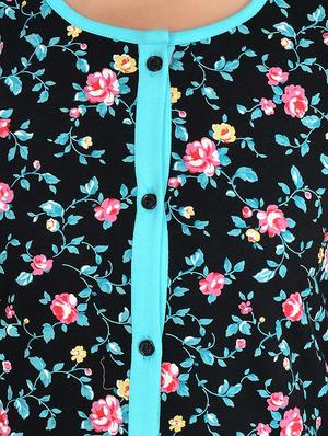 floral top with solid pajama set - 12457283 - Standard Image - 4