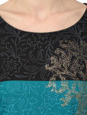 blue cotton straight kurta - 12462635 - Standard Image - 4