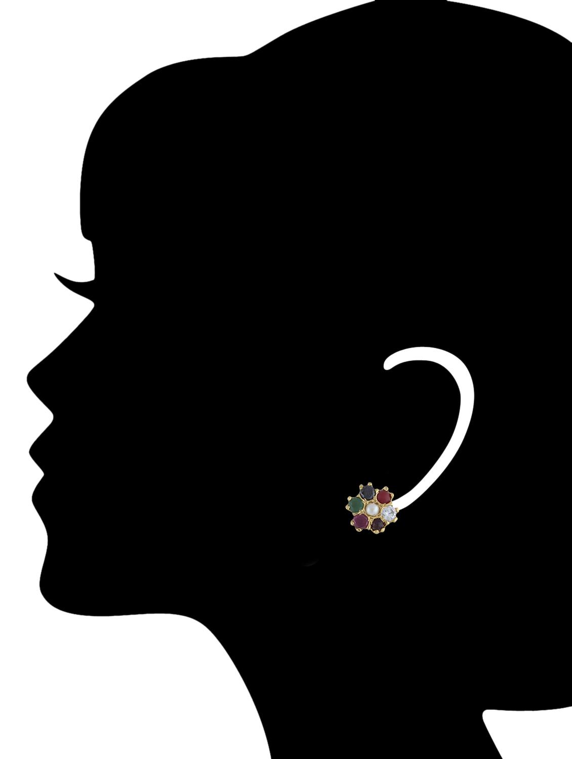 multi colored gold plated studs earring - 12469167 - Zoom Image - 4