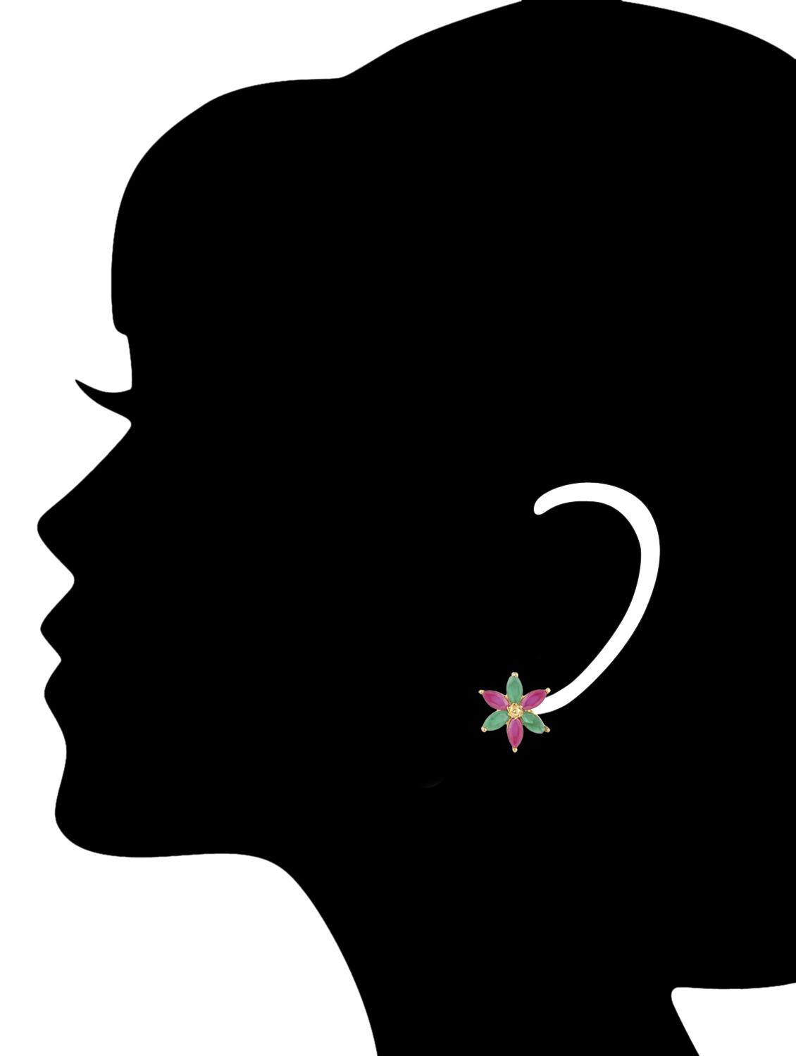 multi colored gold plated studs earring - 12469197 - Zoom Image - 4