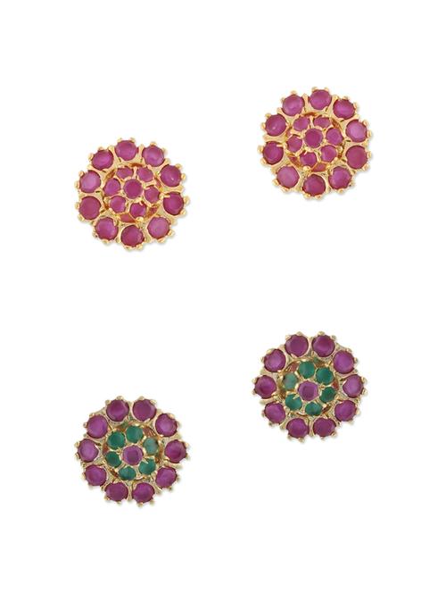 multi colored gold plated studs earring - 12469202 - Very Small Image - 1