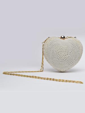 white pearl embellished heart-shaped clutch - 1247591 - Standard Image - 7