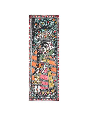 iMithila Beautiful Depiction Of Rural Woman With Fish Going To Market (47x23 cms) - 12481435 - Standard Image - 4