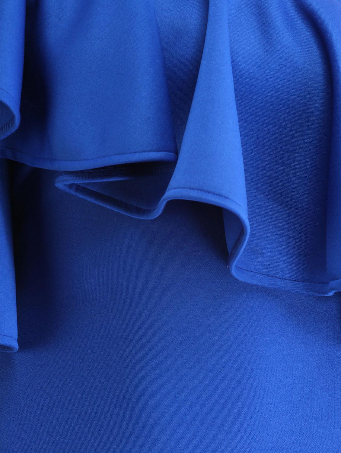 blue hosery single shoulder dress - 12482636 - Zoom Image - 4