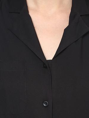 black crepe shirt dress - 12483735 - Standard Image - 4