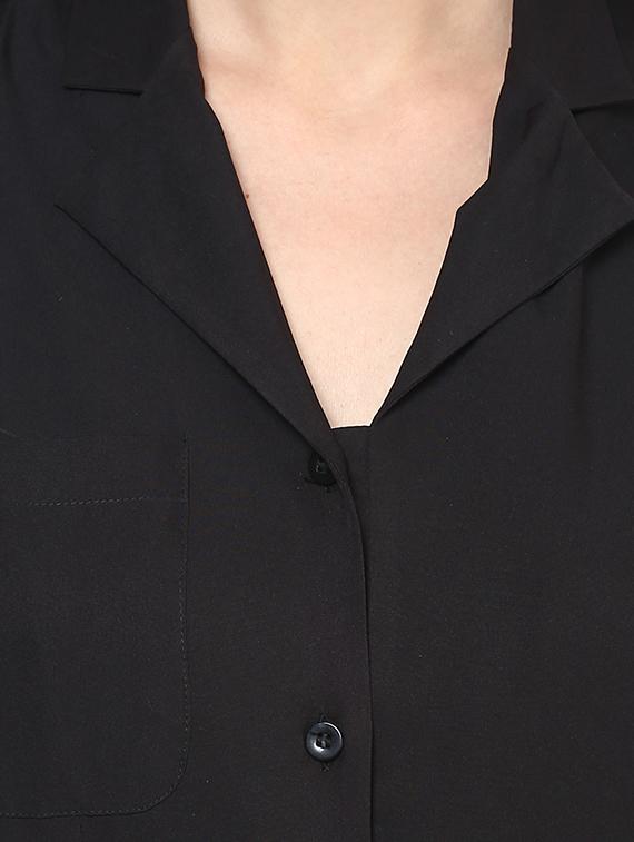 black crepe shirt dress - 12483735 - Zoom Image - 4