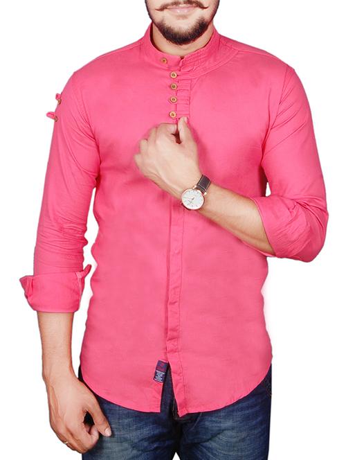 pink linen casual shirt - 12484969 - Standard Image - 1