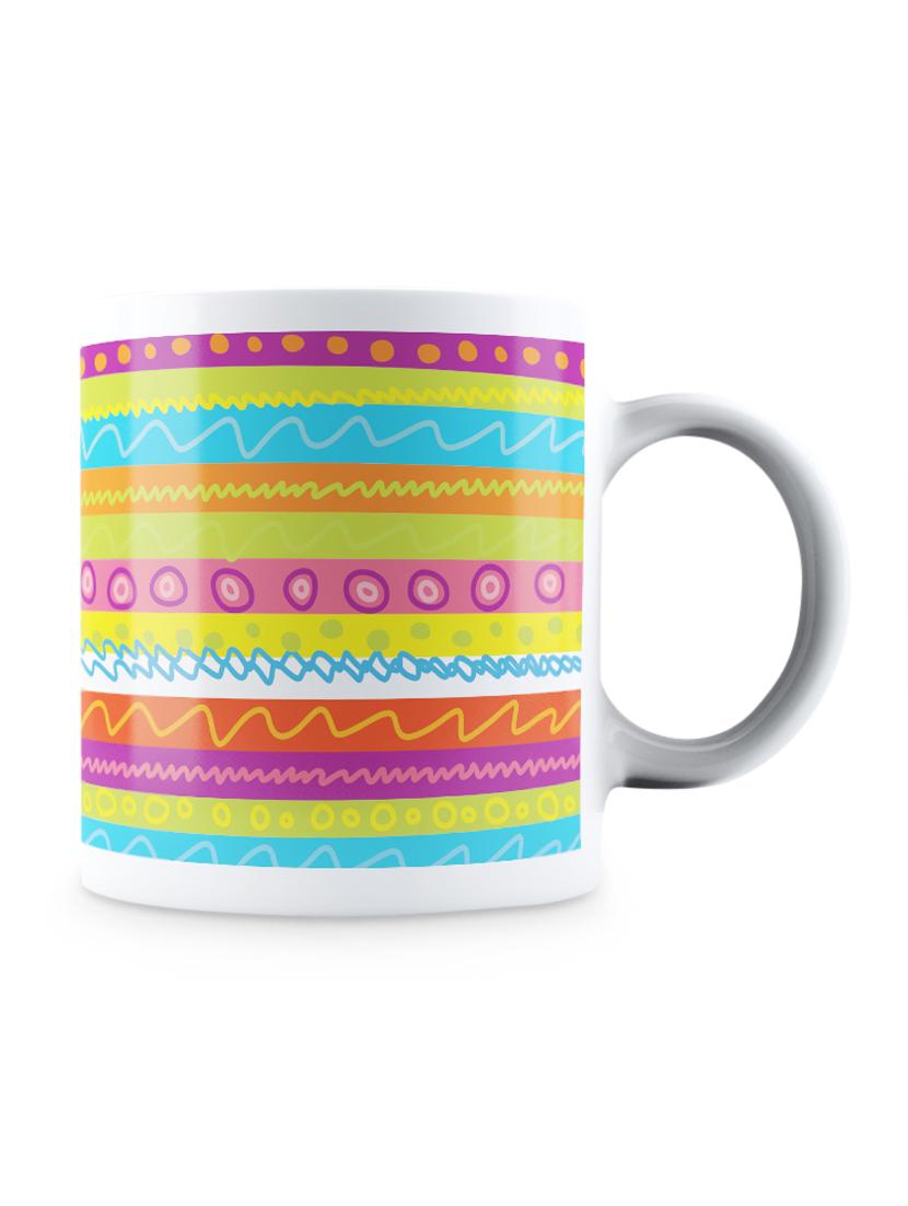 Multicolor Sketchy Lines Pattern In Colorful Style Ceramic Mug - By