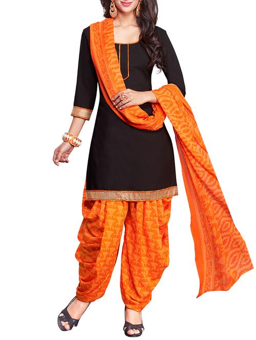 black patiyala unstitched suit - 12518457 - Very Small Image - 1