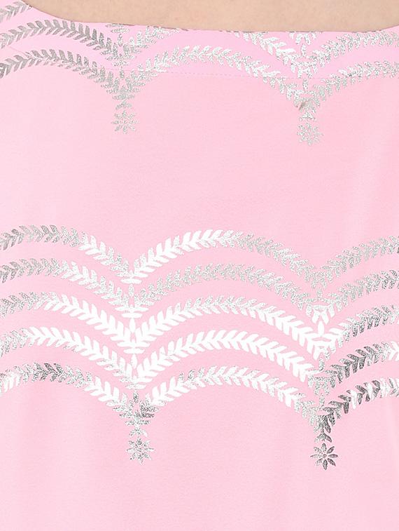 pink crepe flared kurta - 12524526 - Zoom Image - 4