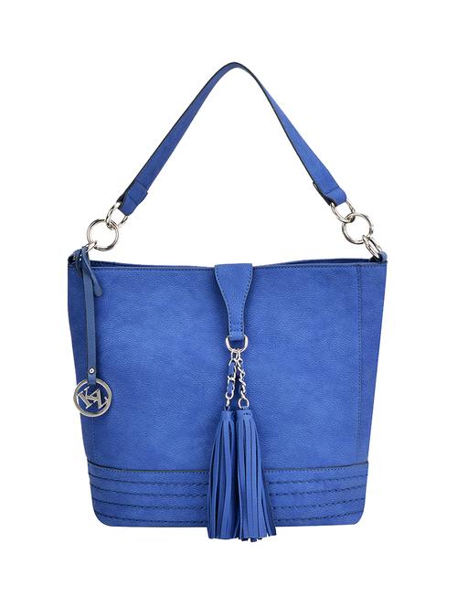 Blue leatherette tasselled handbag - 12552094 - Very Small Image - 1