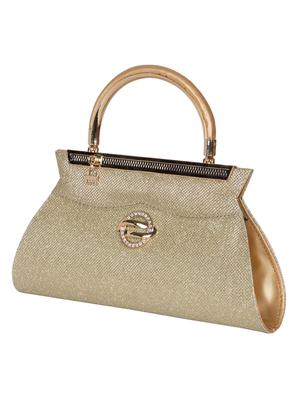 Gold leatherette embellished hand clutch - 12553404 - Standard Image - 4