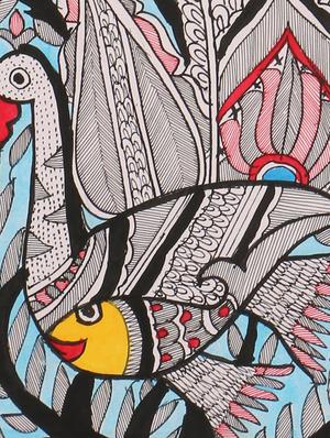 iMithila Evolution of Life - Fish, Peacock and Tree of Life (65 x 27 cms) - 12564010 - Standard Image - 4
