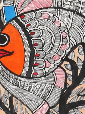 iMithila Beautiful Depiction of Evolution of Life - Fish, Peacock and Tree of Life (65 x 27 cms) - 12564011 - Standard Image - 4