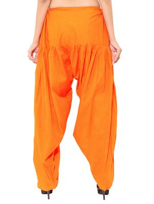 Blue & orange cotton patiyala salwar (set of 2) - 12569274 - Standard Image - 4
