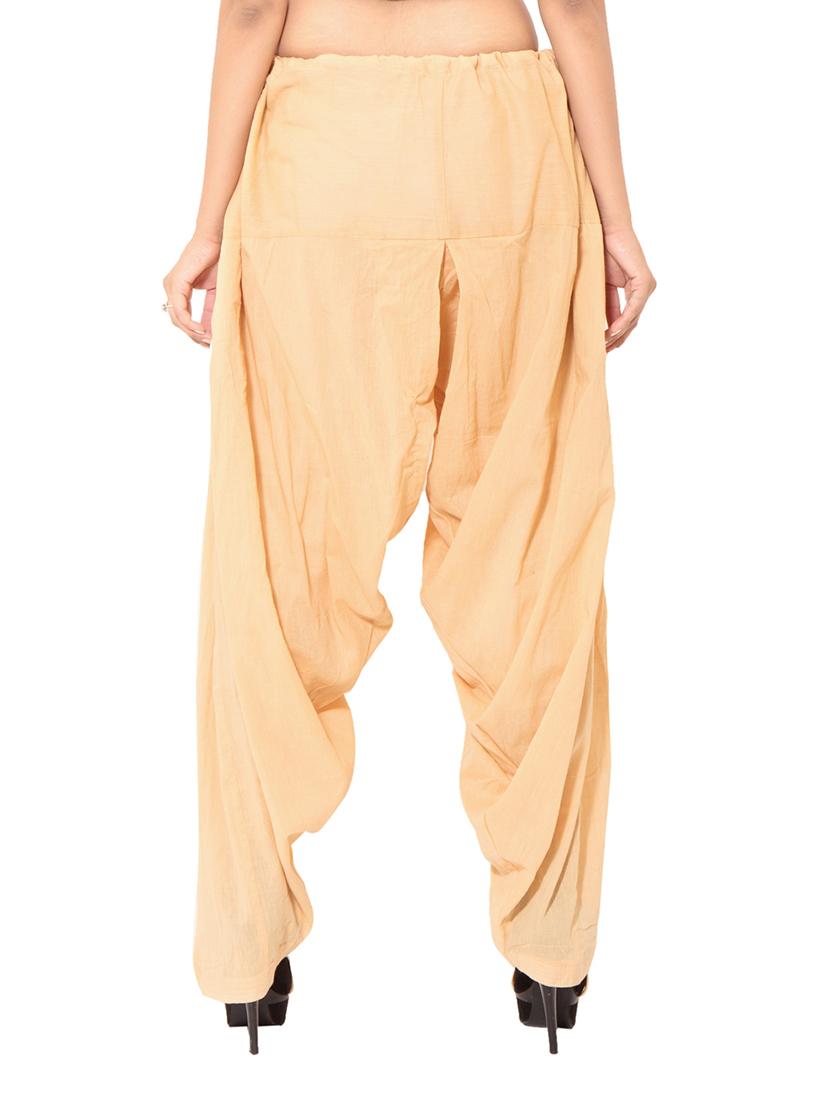 beige & blue cotton patiyala salwar (set of 2) - 12569295 - Zoom Image - 4