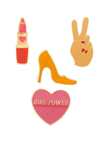 multi color metal brooches set of 4