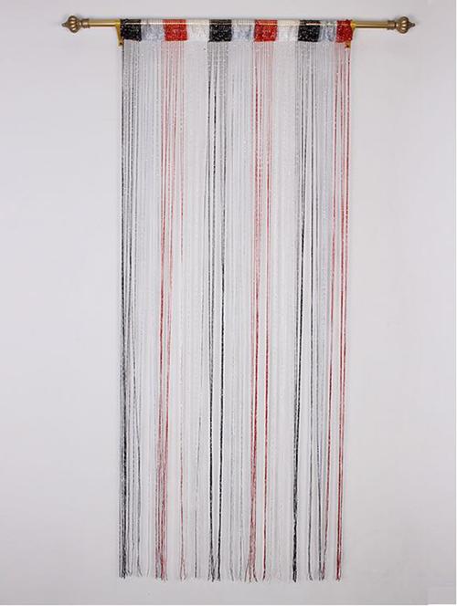 RED, BLACK AND GREY STRING CURTAIN WITH SILVER LUREX - 12577076 - Standard Image - 1