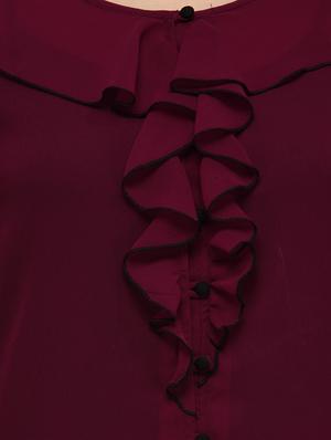 solid wine ruffle top - 12585809 - Standard Image - 4