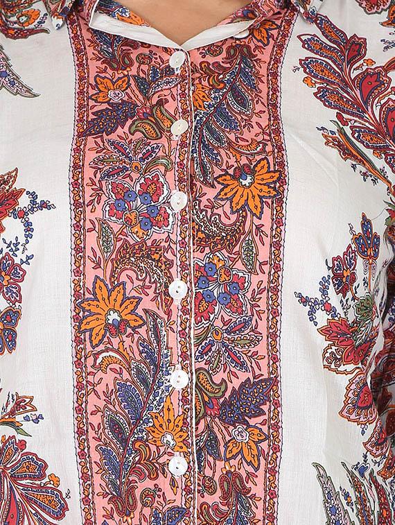 beige cotton printed shirt - 12586806 - Zoom Image - 4