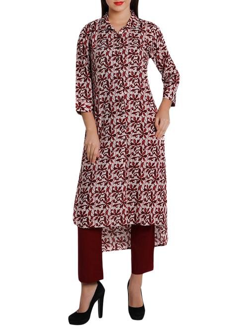 high-low printed kurta - 12648390 - Standard Image - 1