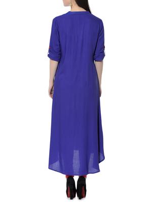 blue rayon indigo kurta - 12648605 - Standard Image - 4
