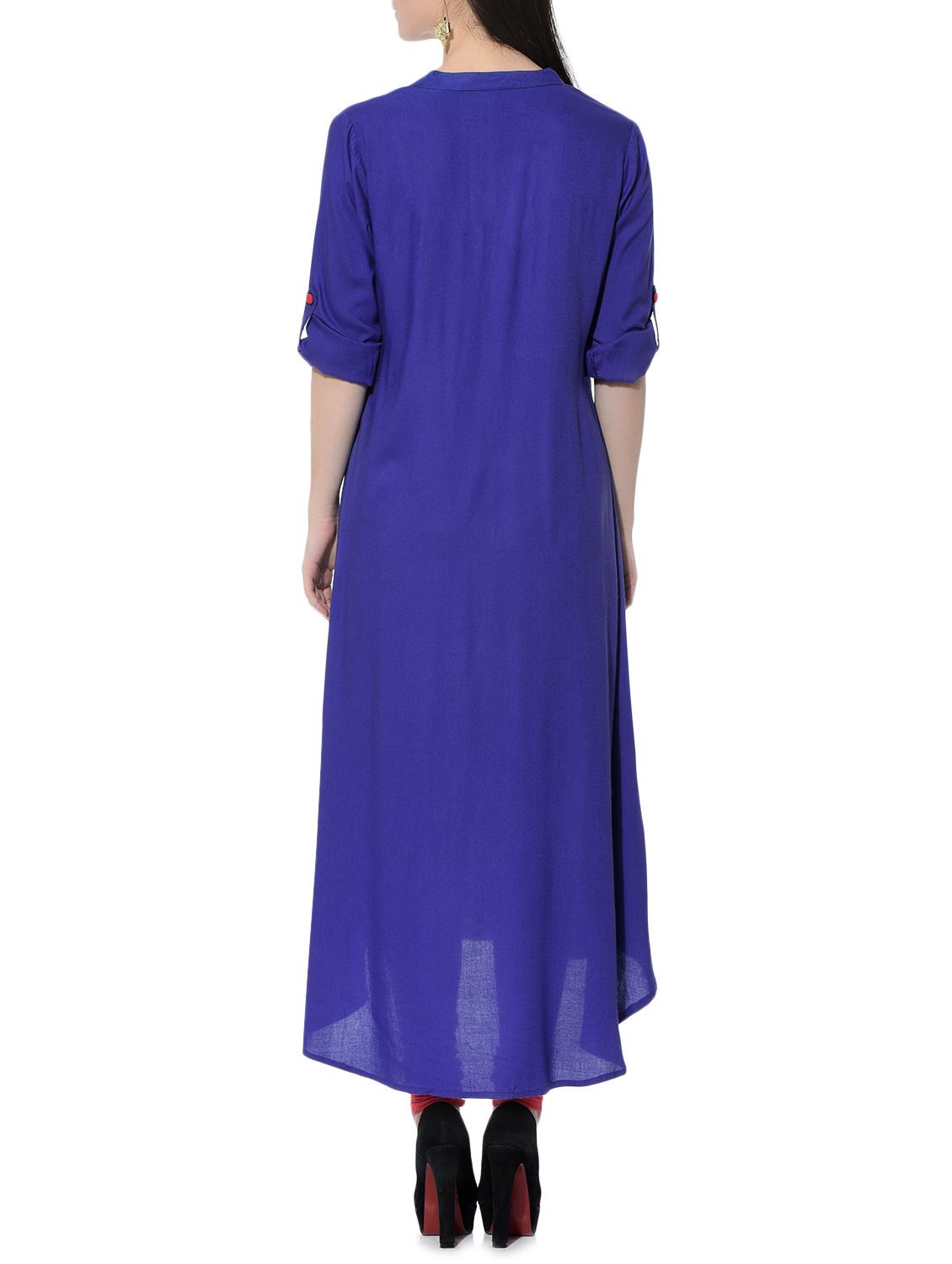 blue rayon indigo kurta - 12648605 - Zoom Image - 4