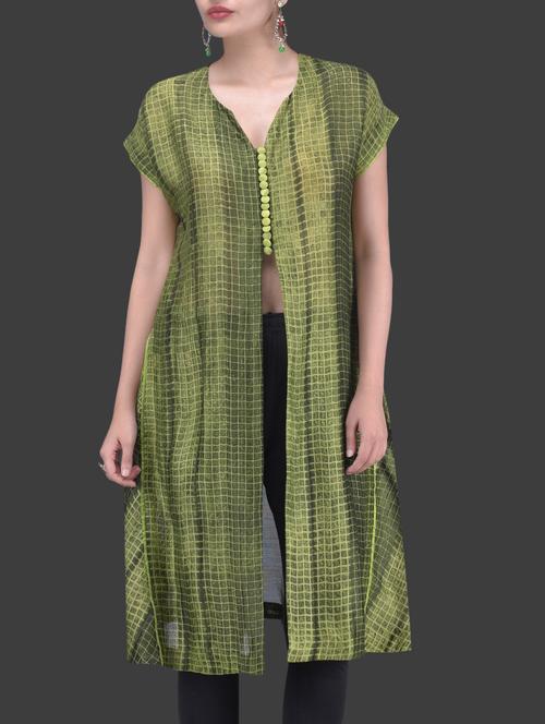 green chanderi silk jacket - 1265520 - Very Small Image - 1