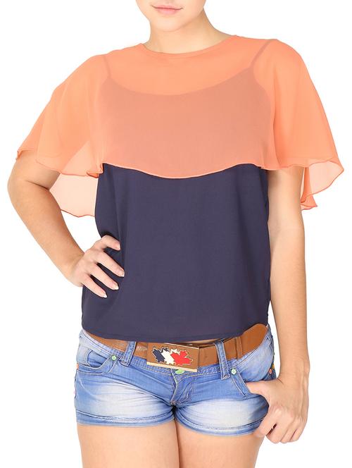 orange georgette top - 12760586 - Very Small Image - 1