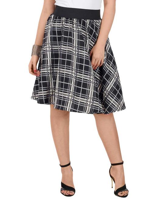 black checkered crepe skirt - 12778684 - Standard Image - 1
