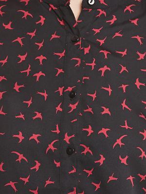 black printed crepe regular shirt - 12780097 - Standard Image - 4