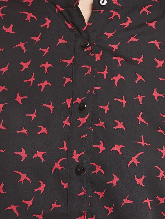 black printed crepe regular shirt - 12780097 - Zoom Image - 4