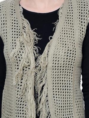 beige acrylic sleeveless shrug - 12789318 - Standard Image - 4