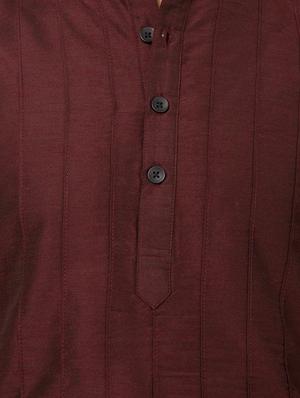 maroon dupion pink tucks kurta - 12798232 - Standard Image - 4