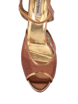 gold leatherette back strap sandals - 12800698 - Standard Image - 4