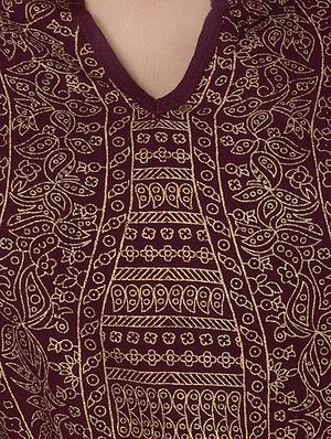 maroon printed crepe kaftan - 12801739 - Standard Image - 4